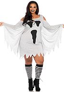 Spöke, maskeradklänning med cold shoulder och cape, plus size